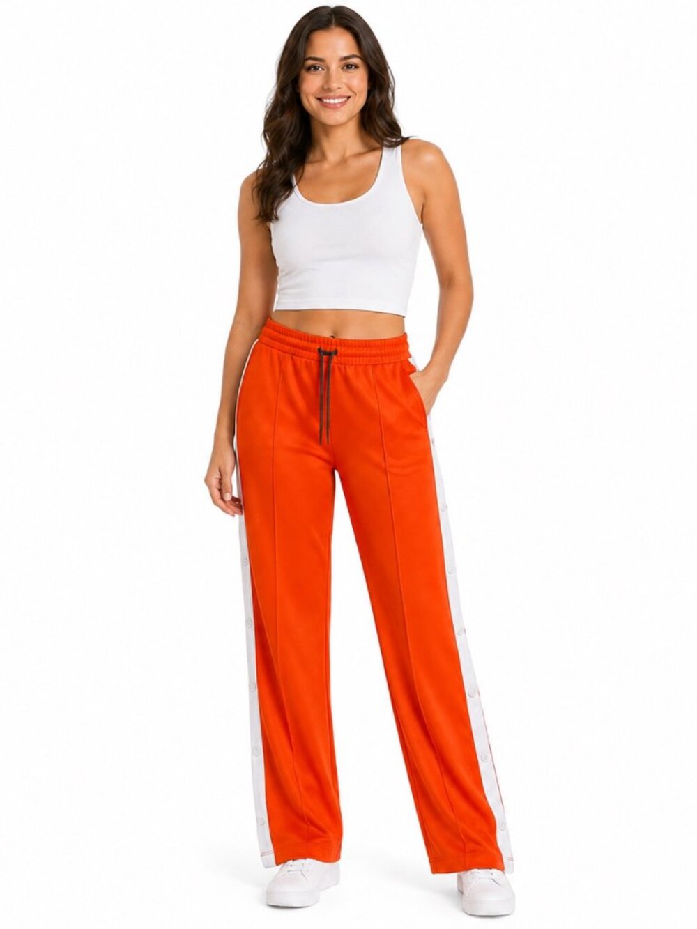 Hunter Orange Track Pants Large Snap Side Stripe Athletic Jogger Pants